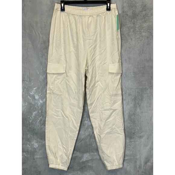 ABOUND Women's Solid Ivory Dove Elastic Waist Pull-On Cargo Pants SZ M - Picture 1 of 8